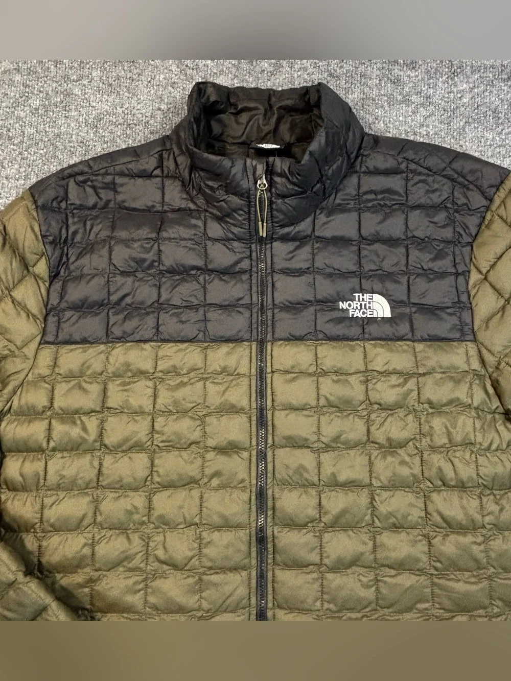 The North Face ThermoBall Eco Jacket Mens XXL Olive Green Black Full Zip